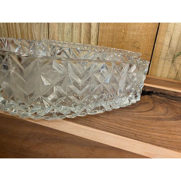 Vintage Clear Cut Glass Fan-Shaped Candle Holder Dish Set - Picture 8 of 8